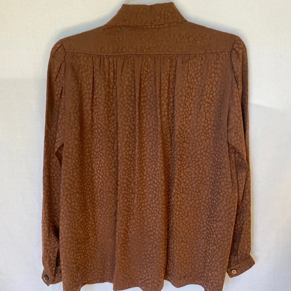 Saint Laurent Rive Gauche Silk Brown Blouse Made in France - Picture 5 of 5